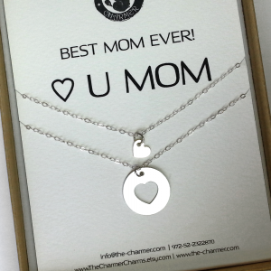 Alternative view of סט שתי שרשראות לב עדינות מכסף | מתנה ליום הולדת